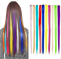 Искусственные волосы (пряди) прямые, цветные, в ассортименте
