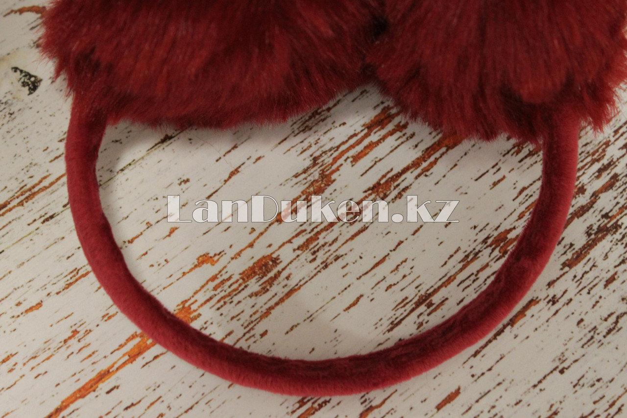 Меховые наушники с бантиком украшенный пайетками 18815-13 красные - фото 4 - id-p56108181