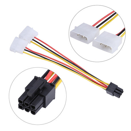 Кабель 2x Molex - 6 PCIE для питания видеокарты, фото 2