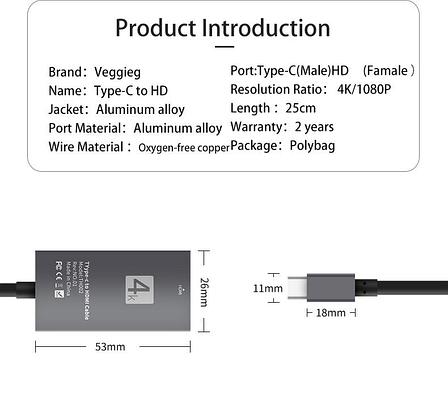 Адаптер Переходник USB Type-C - HDMI | Переходник, конвертер, фото 2