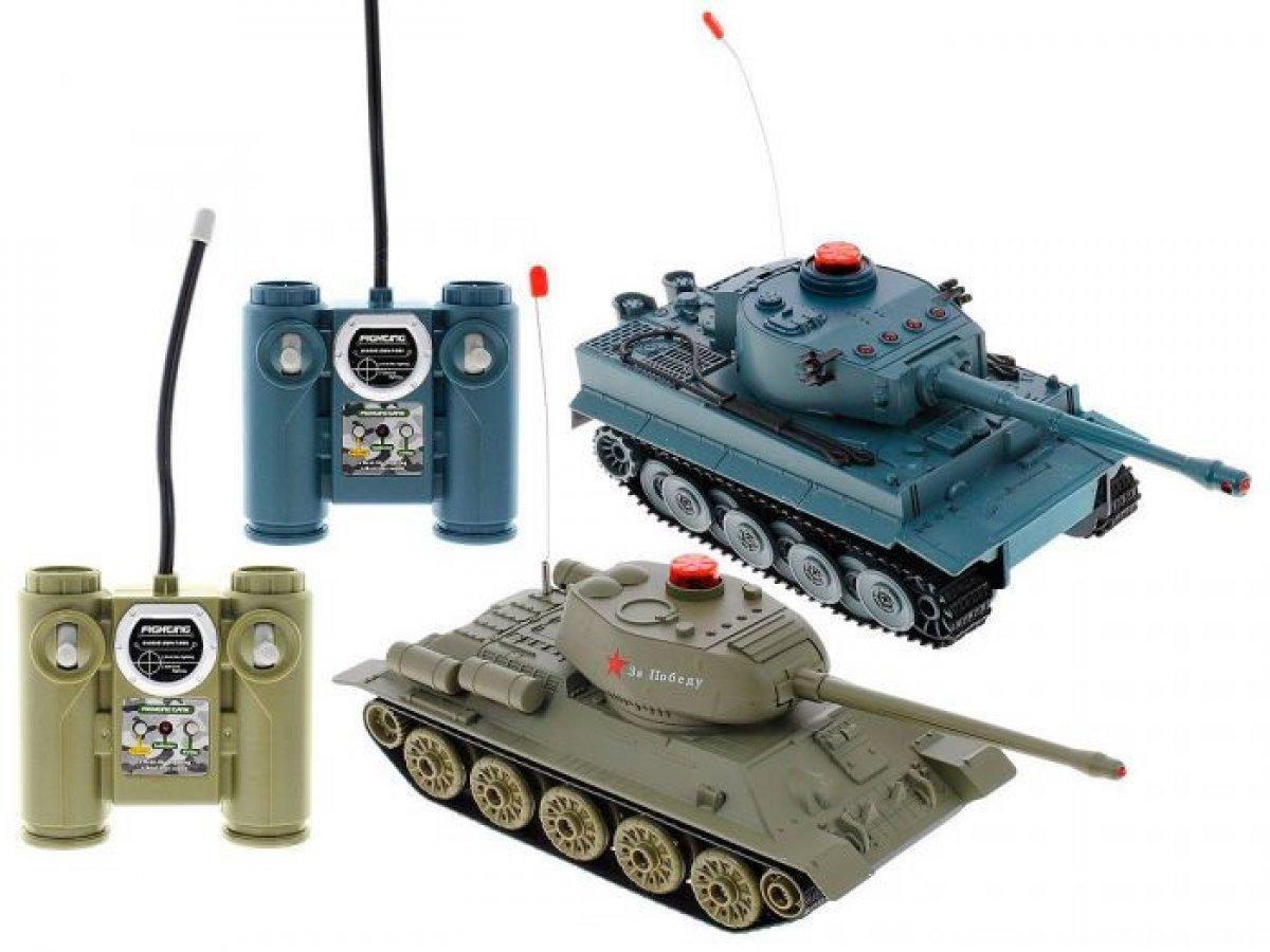 Радиоуправляемый танковый бой Т34 и Tiger 1:32 (два танка в комплекте) 2.4G