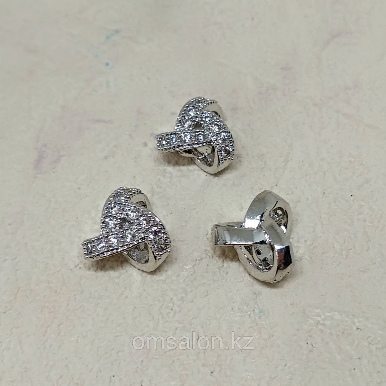 Бусина с фианитами, 10х10х5мм, фото 1