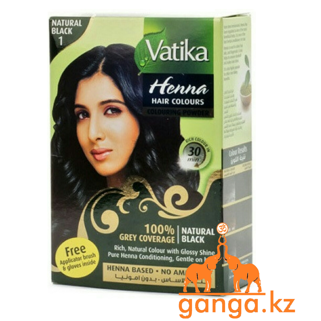 Хна для окрашивания волос Черная Ватика (Natural Black Vatika DABUR), 6 шт