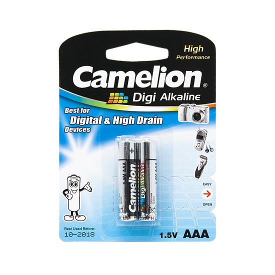 CAMELION LR03-BP2DG Батарейка Digi Alkaline, AAA, 1.5V, 1250mAh, 2 шт., Блистер