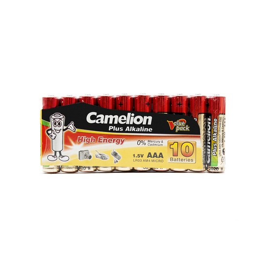 CAMELION LR03-SP10-DA Батарейка Plus Alkaline, AAA, 1.5V, 1250 mAh, 10 шт., в плёнке