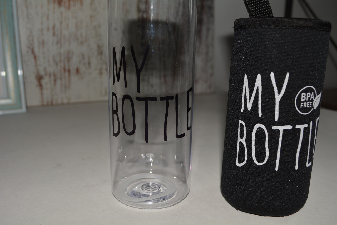 Бутылочка пластиковая с чехлом для напитков My Bottle 500 мл (май батл чёрная) - фото 4 - id-p67455872