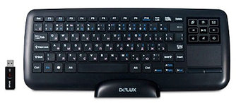 Клавиатура, Delux, DLK-2880GB, Беспроводная 2.4ГГц, Ультратонкая, Сенсорная панель, Li-lon Батарея,