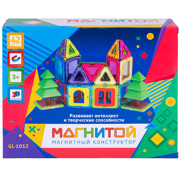 Магнитой Конструктор магнитный Дом с ёлочками (42 детали, 7 - с окном)