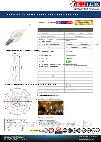 Светодиодная Лампа Эдисона декоративная FILAMENT FLAME-2 2W 2700K, фото 2