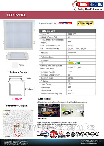LED панель светодиодная квадратная 219,5x219,5 SLIM/Sq-18 18W 4200K, фото 2