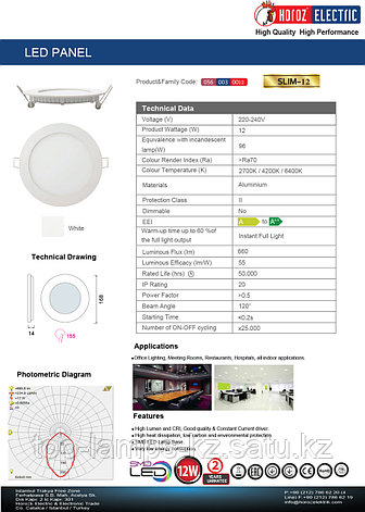 LED панель светодиодная круглая D155 SLIM-12 12W 4200K, фото 2