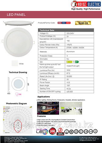 LED панель светодиодная круглая D279 SLIM-24 24W 4200K, фото 2