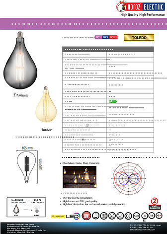 Светодиодная Лампа Эдисона декоративная TOLEDO 8W янтарь, фото 2