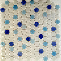 Шестигранная мозаичная плитка белый-голубой-синий