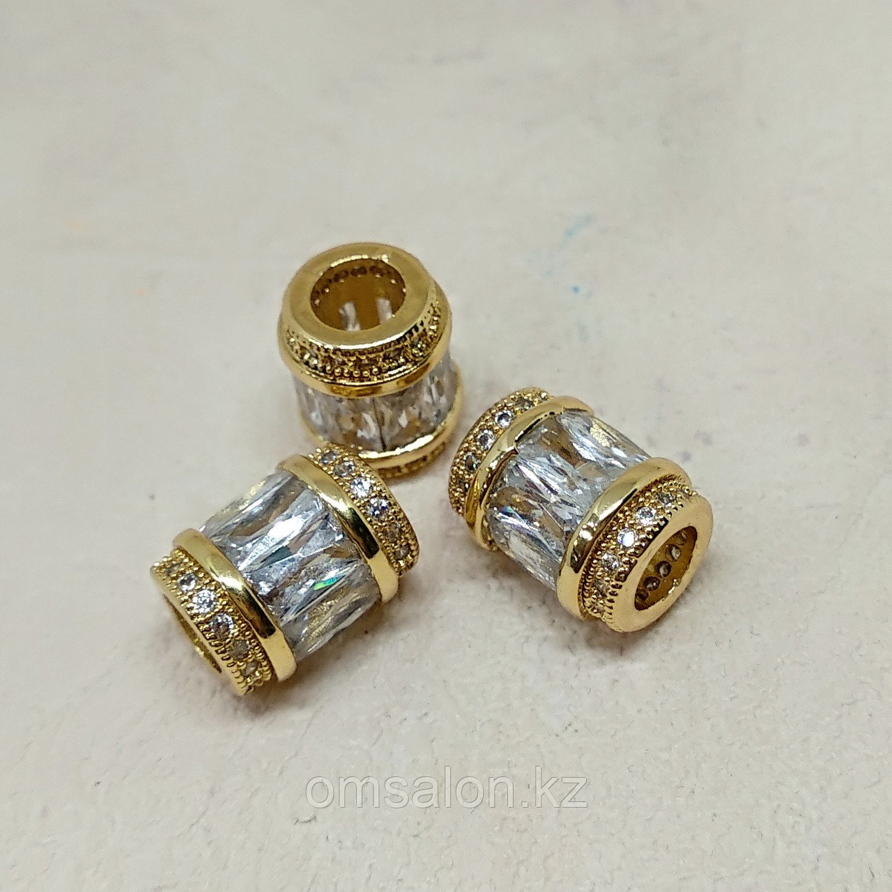 Бусина с фианитами, 11*9мм, фото 1