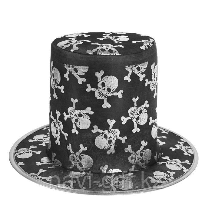 Карнавальная шляпа "Черепа, цвет серебро"