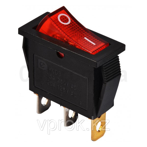 Переключатель KCD3-101N R/B черный с красной клавишей с подсветкой - фото 1 - id-p67614134