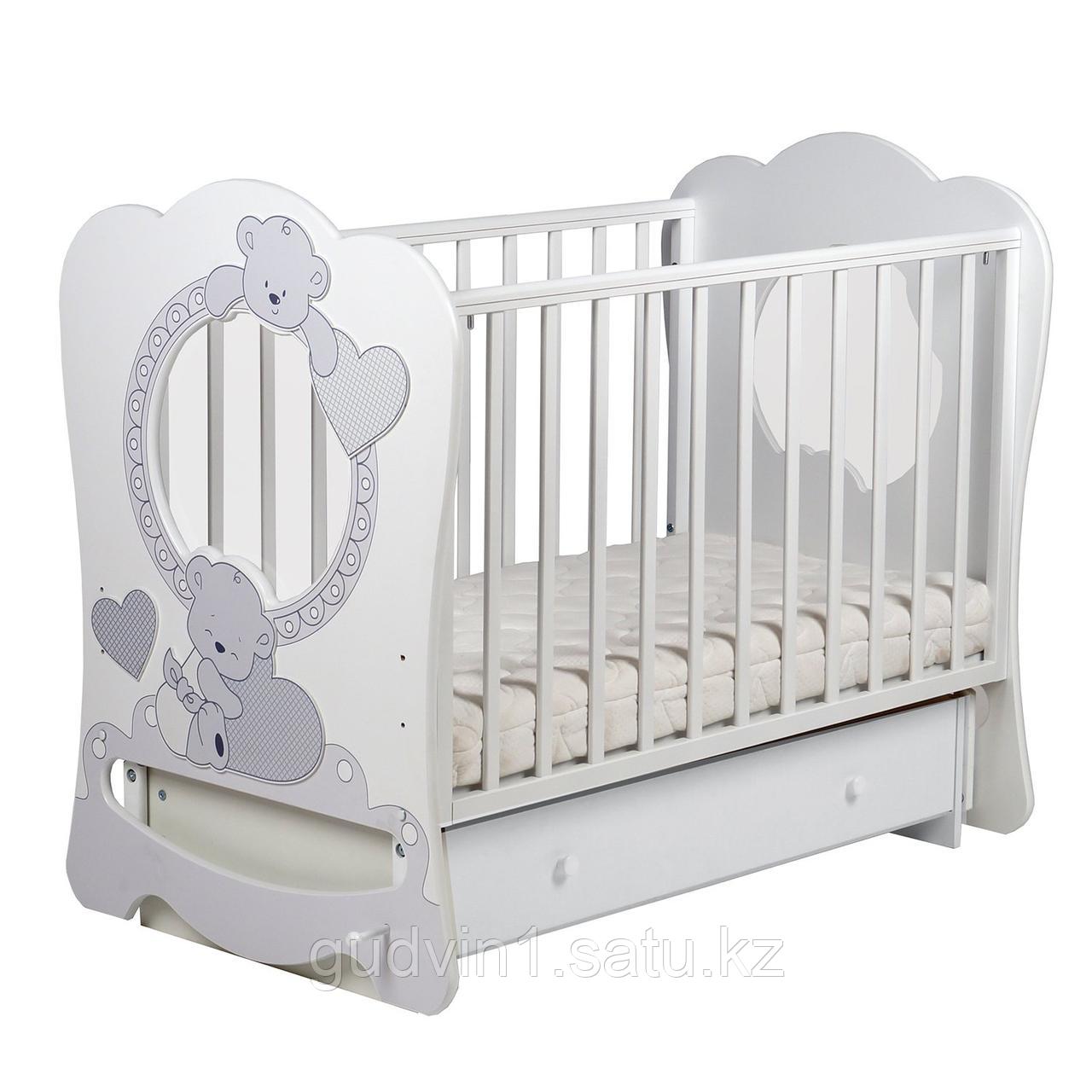 Кровать ЛЕЛЬ Baby Sleep 7 Мишки c поперечным маятником ваниль БИ 133.2