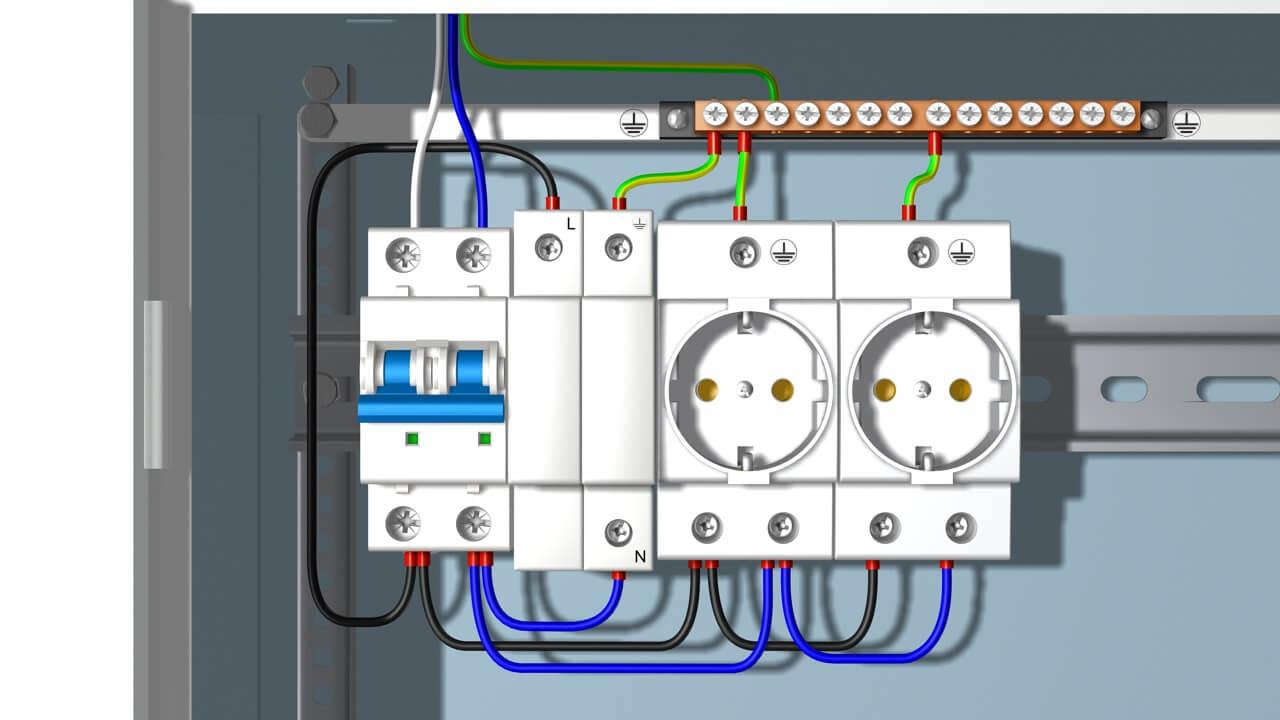 Схема подключения розетки в щитке