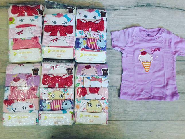 Футболки 5шт, для девочек, Carter's, на 12-18 мес