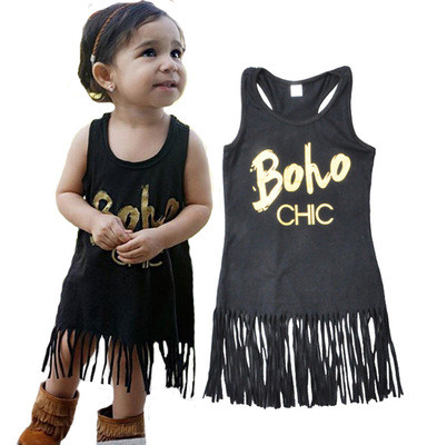 Туника детская, "Boho", черное, 80, 90см
