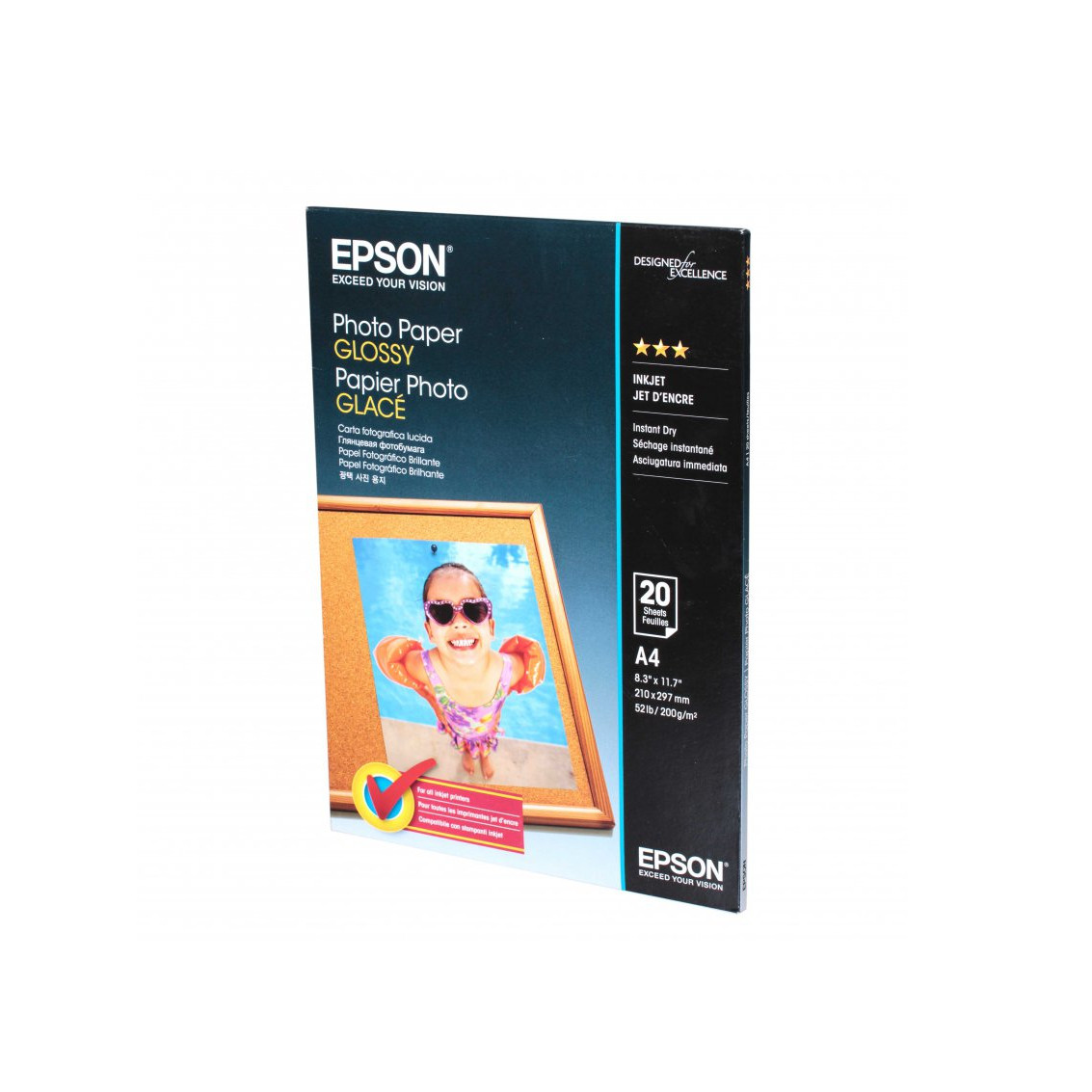 Бумага Epson Photo Paper Glossy, плотность 200 г/м2 (А4 - 20х30, 20 листов) C13S042538