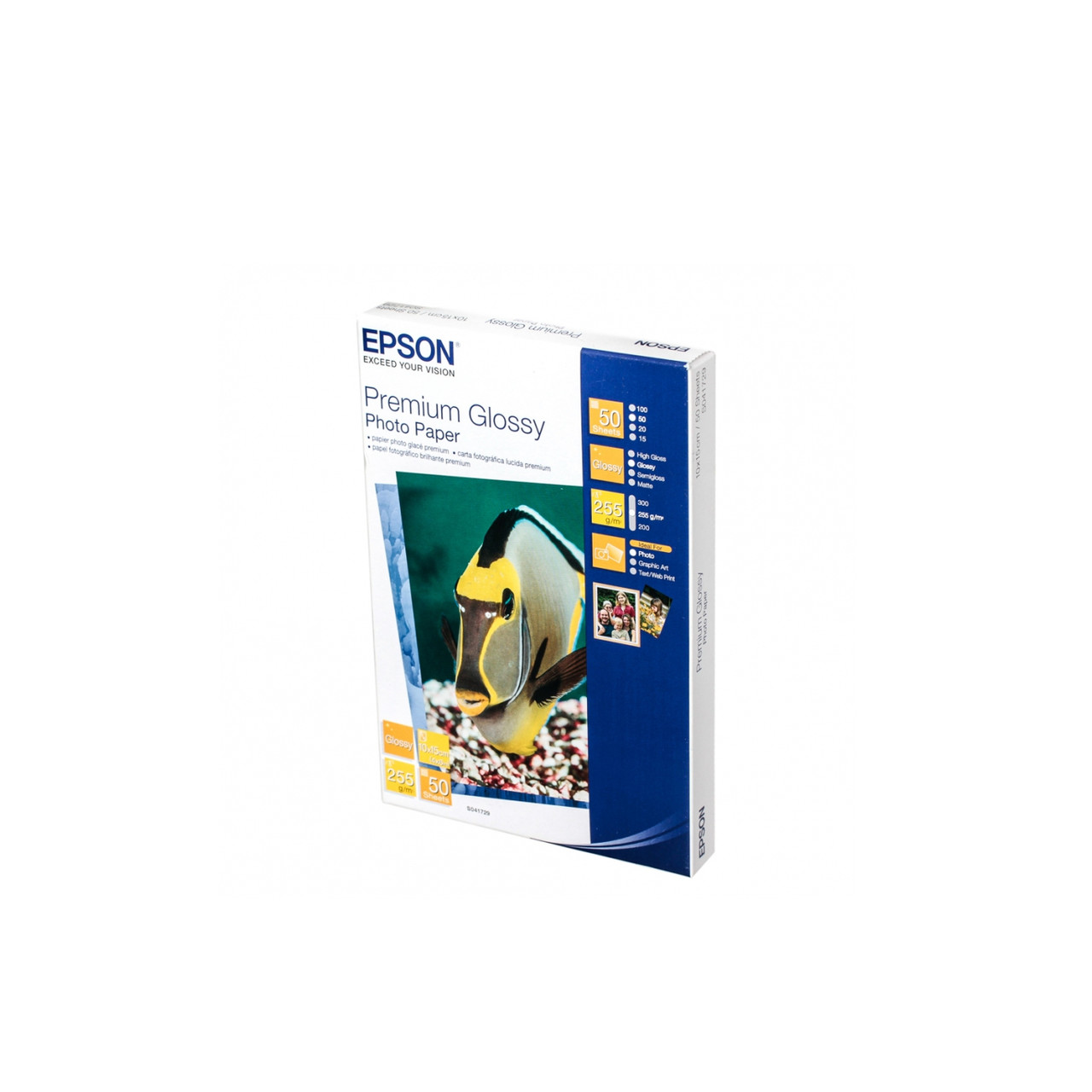 Бумага Epson Premium Glossy Photo Paper, плотность 255 г/м2 (А6 - 10х15, 50 листов) C13S041729