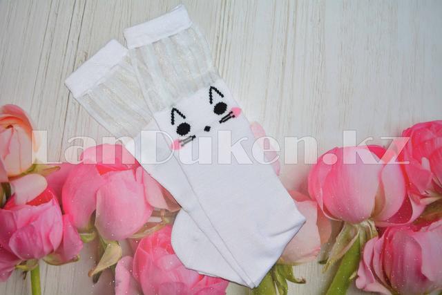 Detskie gol'fy s koshkoj i chernymi ushkami i rozovymi shchechkami elastichnye YY-818