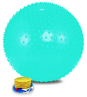 Мяч массажный 1865LW (65см, ножной насос, голубой)