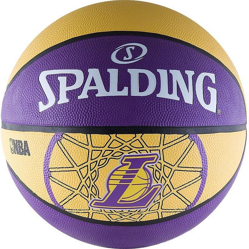 Мяч баск. SPALDING Los Angeles Lakers р. 7, резина, фиолетово-желтый - фото 1 - id-p67624798