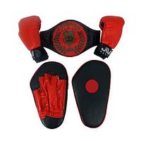 Набор боксерский Е034 (перчатки, лапы, пояс чемпиона)