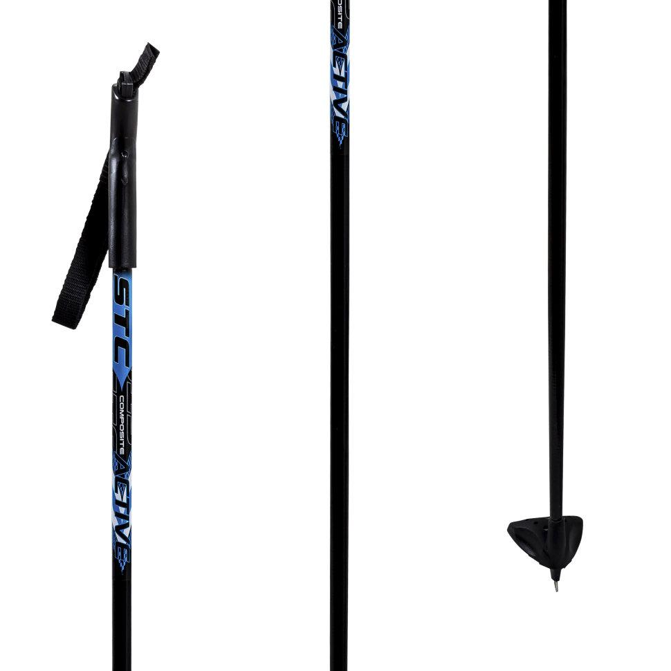 Палки лыжные 100% стекловолокно STC ACTIVE синий рост 115 - фото 3 - id-p67626825