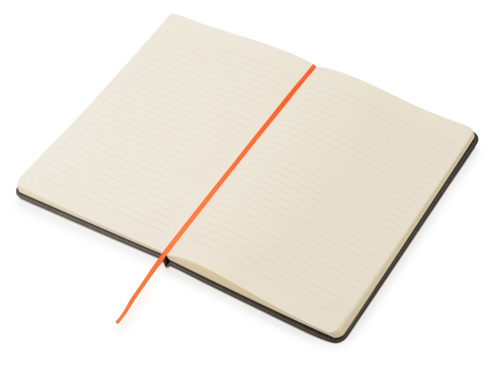 Блокнот Color линованный А5 в твердой обложке с резинкой, серый/оранжевый - фото 2 - id-p67615346