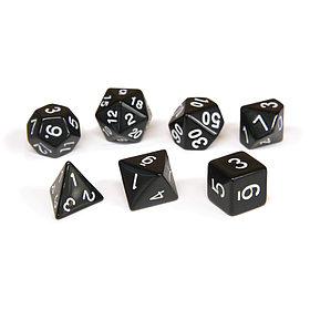 Набор кубиков Единорог черный, D4, D6ц, D8, D10, D12, D20, D%