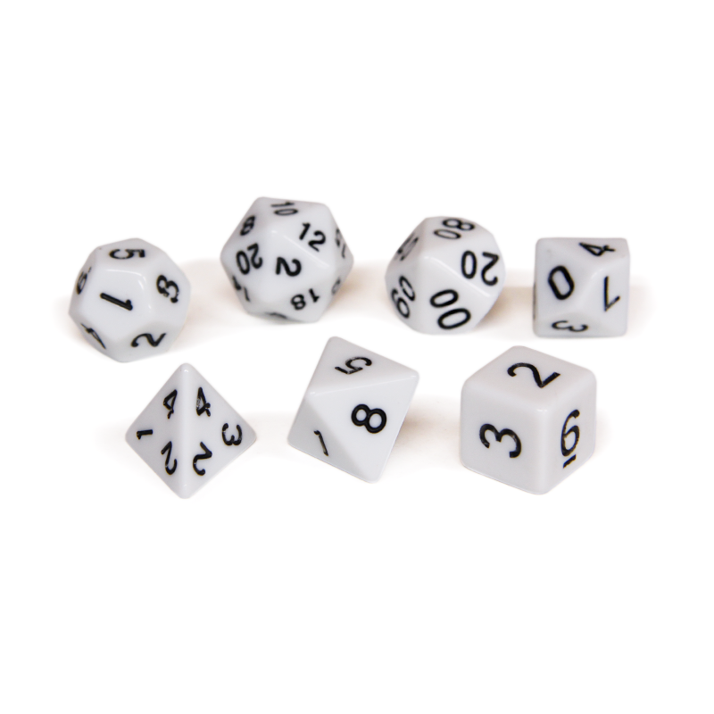 Набор кубиков Единорог белый, D4, D6ц, D8, D10, D12, D20, D%