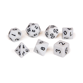 Набор кубиков Единорог белый, D4, D6ц, D8, D10, D12, D20, D%