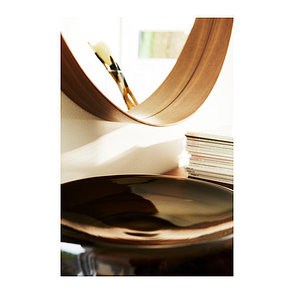 Зеркало СТОКГОЛЬМ диаметр 60 см шпон грецкого ореха ИКЕА, IKEA, фото 2