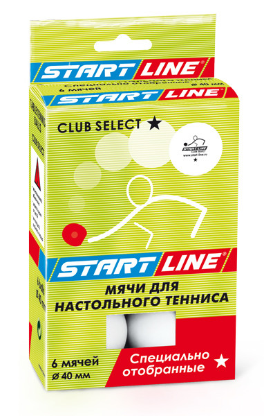 Шарики для настольного тенниса CLUB SELECT 1*, 6 мячей в упаковке, белые