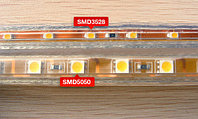Лента SMD 5050, 220v в пвх оболочке. Цвет: белый (4500К, 3000К) синий, желтый, зеленый, красный , фото 2
