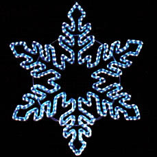 Голубые снежинки из дюралайта на металлическом каркасе