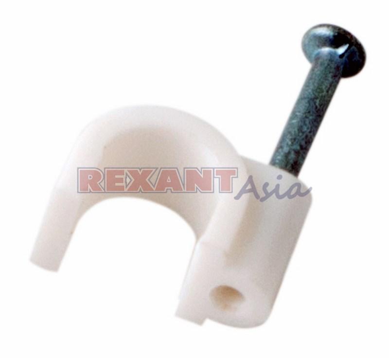 Крепеж кабеля круглый 6 мм, белый (упак. 50 шт) REXANT, 07-4006