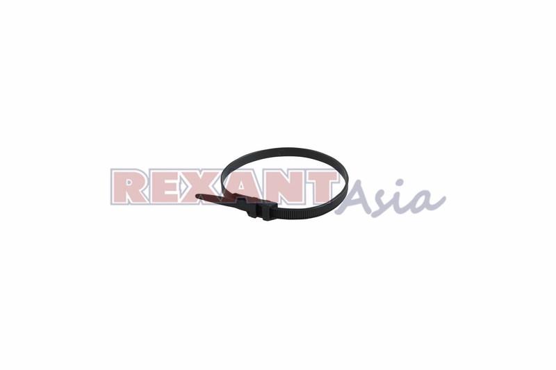 Хомут-стяжкa нейлоновая усиленная с двойным горизонтальным замком REXANT 350x9,0 мм, черная, упаковка 100 шт.