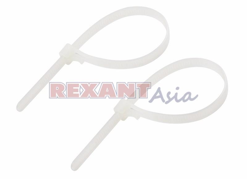 Хомут-стяжка нейлоновая многоразовая REXANT 200x7,5 мм, белая, упаковка 100 шт., (07-0209 )