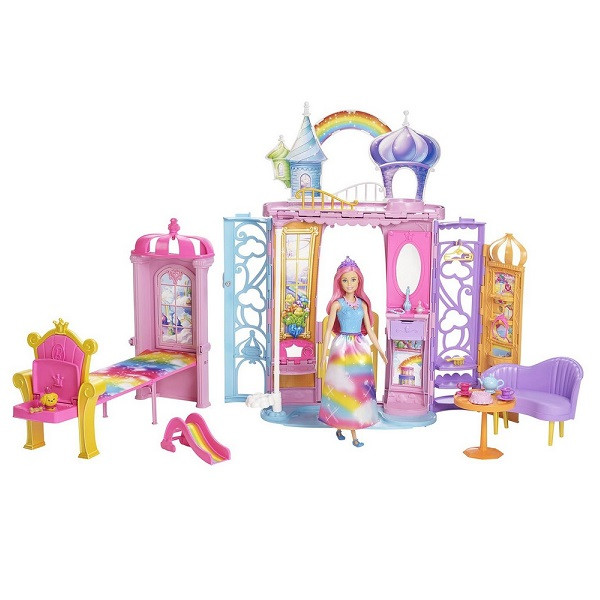 Barbie "Дримтопиа" Игровой набор - Переносной радужный дворец с куклой, Барби