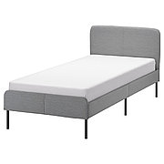 Каркас кровати с обивкой СЛАТТУМ 90х200 Книса светло-серый ИКЕА, IKEA