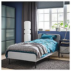 Каркас кровати с обивкой СЛАТТУМ 90х200 Книса светло-серый ИКЕА, IKEA, фото 3