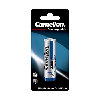 Аккумулятор CAMELION, ICR18650BP1, Lithium, 3,7V, 2200 mAh, 1 шт., Блистер, Серебристый