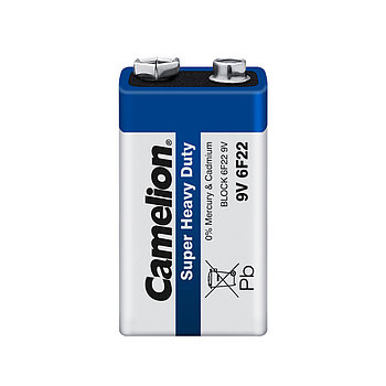 Батарейка CAMELION, 6F22-BP1B, Солевая, 6F22(крона), 9V, 680 mAh, 1 шт.