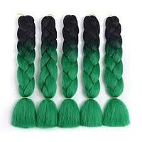 Канекалон черно-зеленый 65 см, косы для плетения