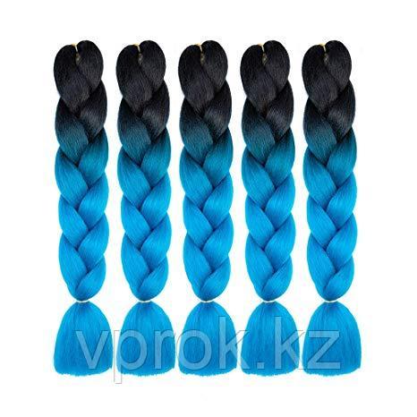 Канекалон черный-ярко голубой 65 см, косы для плетения - фото 1 - id-p67703197